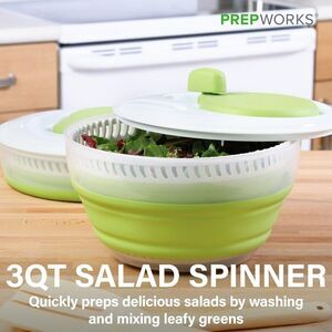 New Sealed - PrepWorks 3 Qt Collapsible Salad Spinner –BPA-Free Dishwasher Safe